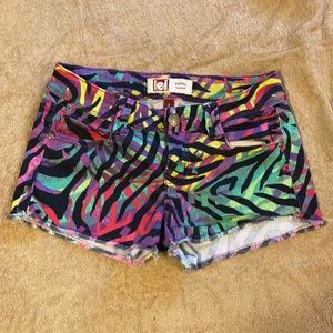 Multi color jean shorts